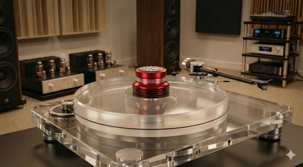 Premium Audiophile Record Weight – 970g | High-Grade 6061 Aluminum & 304 Stainless Steel | Customizable | $199 (RED)