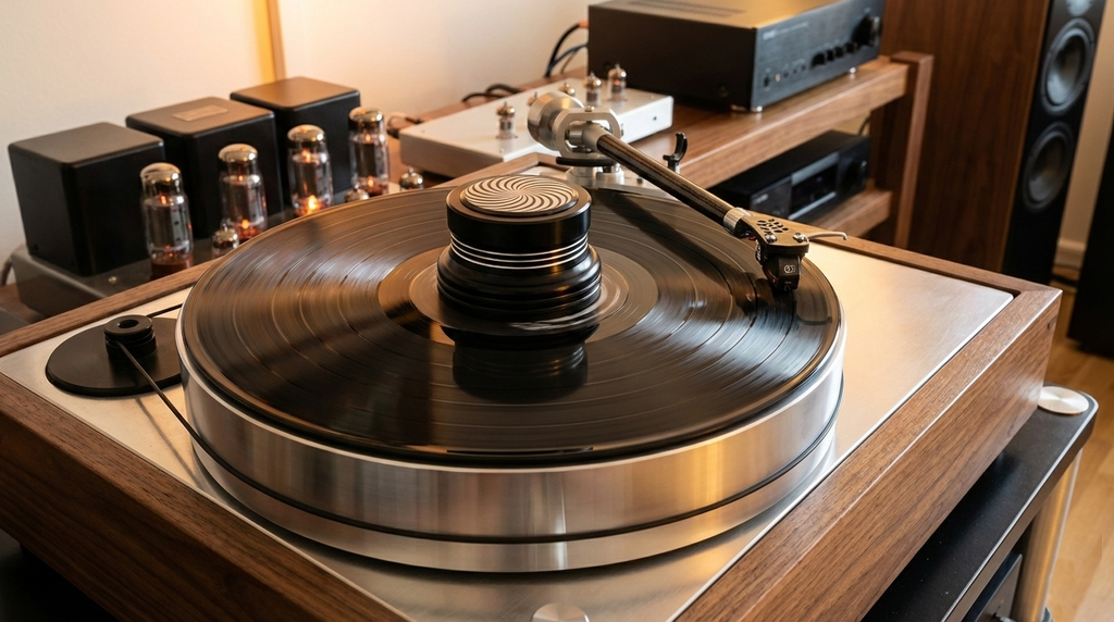 Premium Audiophile Record Weight – 970g | High-Grade 6061 Aluminum & 304 Stainless Steel | Customizable | $199 (SPIRAL)