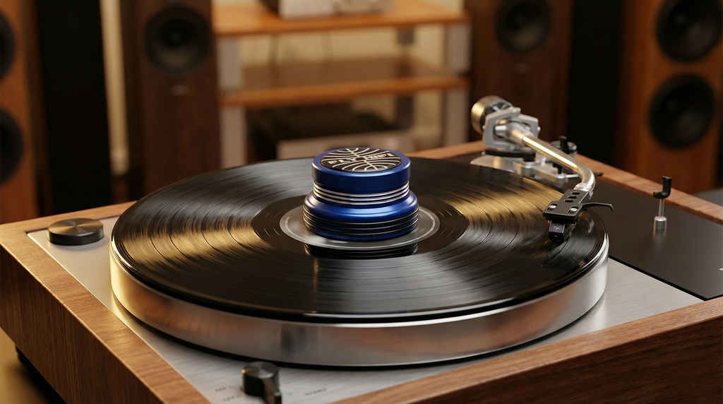 Premium Audiophile Record Weight – 970g | High-Grade 6061 Aluminum & 304 Stainless Steel | Customizable | $199 (BLUE)