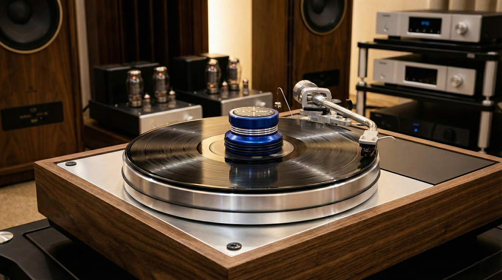 Premium Audiophile Record Weight – 970g | High-Grade 6061 Aluminum & 304 Stainless Steel | Customizable | $199 (BLUE)